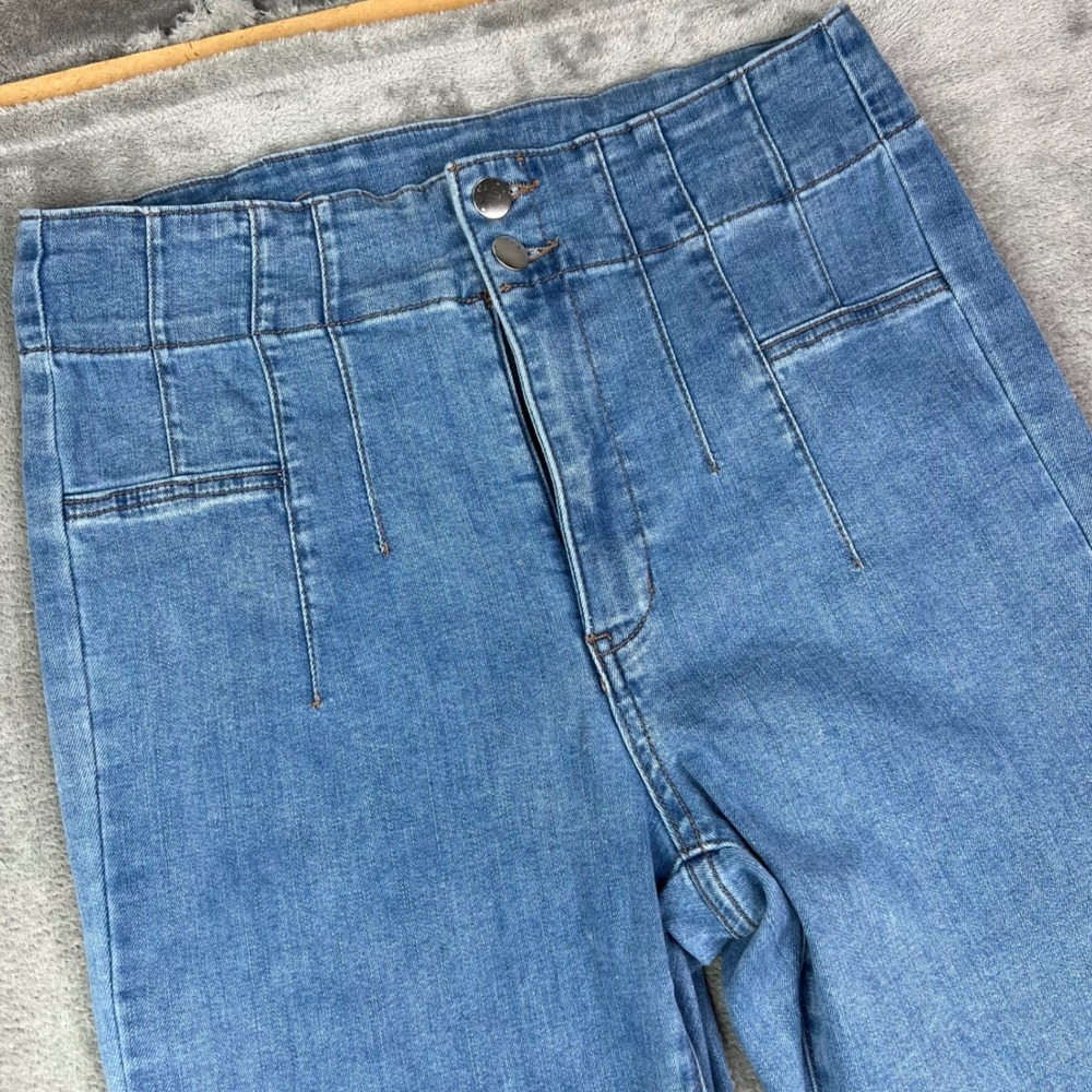 Altar'd State Flare Jeans Womens 29 Blue Light Wash Stretch High Rise Retro 70s